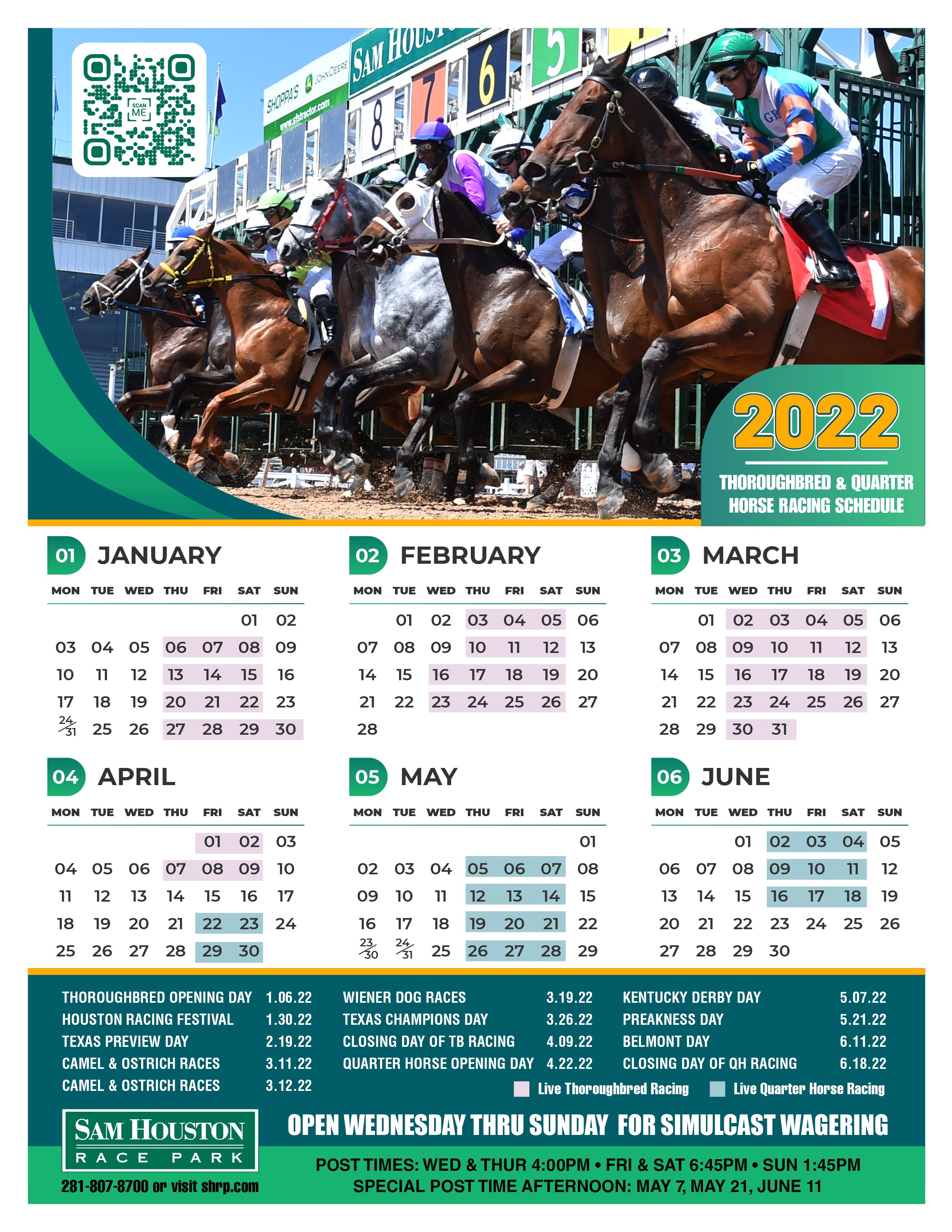 Thoroughbred Racing Calendar 2022 2021 Live Racing Calendar | Sam Houston Race Park